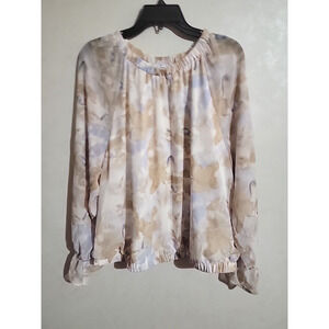 Nine West Blouse Layered Elastic Waist sz XXL Floral